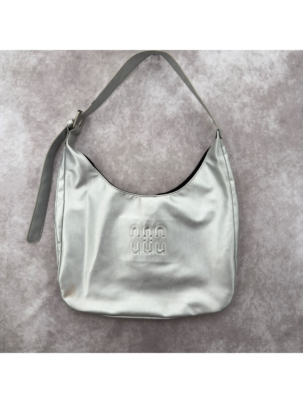 Y2K Silver Metallic Large Shoulder Bag Space Age Hobo Purse